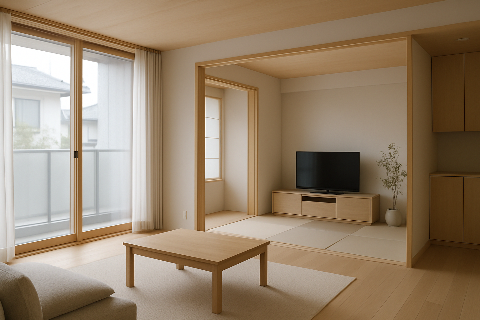リノベーションした明るい室内